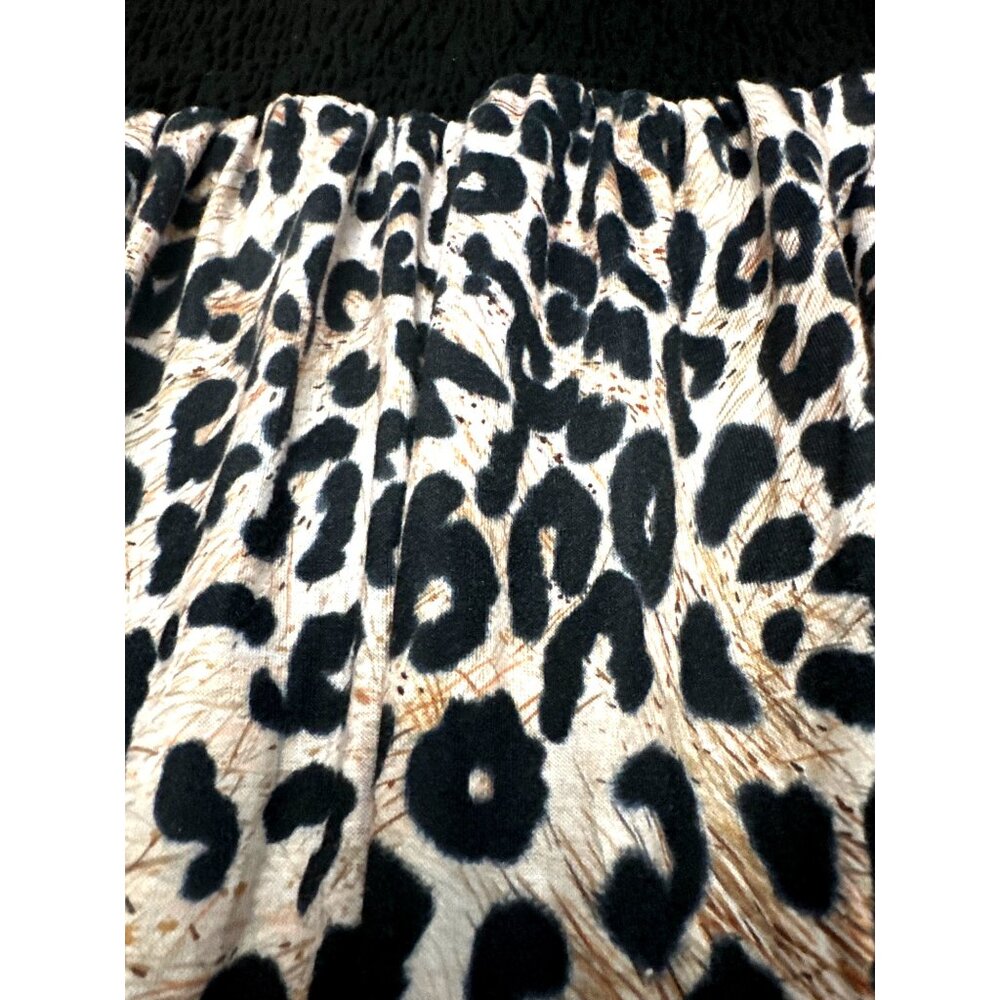 CCC Leopard Print Sleeveless Tank Top Dress With Black Smocked Bodice Straps Med - Picture 6 of 6